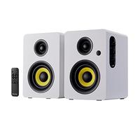 Sanyun SW206 Altavoces Estantería Activos 80W Modo Dual, Monitor Estudio 4'' y HiFi, Campo Sonoro 3D Mejorado, Entrada Balanceada TRS 6,35mm, Bluetooth 5.4, Óptico Coaxial Aux USB DAC 24bits, Blanco