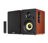 Sanyun SW206 Altavoces Estantería Activos 80W Modo Dual, Monitor Estudio 4'' y HiFi, Campo Sonoro 3D Mejorado, Entrada Balanceada TRS 6,35mm, Bluetooth 5.4, Óptico Coaxial Aux USB DAC 24bits, Madera