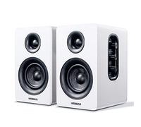 Sanyun SW208 Altavoces de Estantería Activos Bluetooth 5.0 3”, DAC 24 bits | 60 W Fibra de Carbono, Entradas USB y AUX 3,5 mm, Sonido Envolvente 3D Dinámico, 2.0 PC Monitor Gaming (Pareja, Blanco)