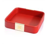 SANZIE Almacenamiento de escritorio de cuero de lujo, organizador pequeño, bandeja decorativa para mesa de entrada para guardar joyas, reloj, cartera, accesorios para el hogar y la oficina