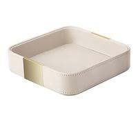 SANZIE Almacenamiento de escritorio de cuero de lujo, organizador pequeño, bandeja decorativa para mesa de entrada para guardar joyas, relojes, cosméticos, llaves, teléfono, cartera, accesorios para