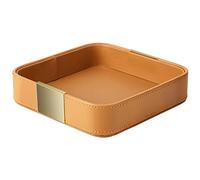 SANZIE Almacenamiento de escritorio de cuero de lujo, organizador pequeño Catchall, cartera, accesorios para el hogar y la oficina (naranja)
