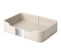 SANZIE Bandeja de cuero de lujo para almacenamiento de escritorio, bandeja decorativa para mesa de entrada para sostener joyas, cartera, accesorios para el hogar y la oficina (gris (metal plateado)