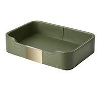 SANZIE Bandeja de cuero de lujo para almacenamiento de escritorio, bandeja decorativa para mesa de entrada, para sostener joyas, relojes, cartera, accesorios para el hogar y la oficina (verde)