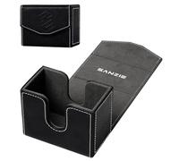 SANZIE Caja de cuero para 100 tarjetas coleccionables caja de almacenamiento magnética compatible con MTC Yugioh PTCG Caja de colección para cartas, Negro