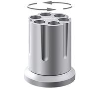 SANZIE Revolver - Portalápices de metal para seis juegos, soporte de aluminio para lápices, suministros de oficina, organizador de bolígrafos de caballero (plata)