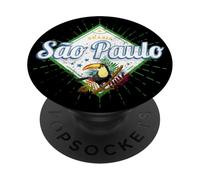Sao Paulo en Brasil diseño Vintage con Souvenir de tucán PopSockets PopGrip Adhesivo