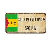 SAO TOME - Letrero de metal de aluminio con texto en inglés "Santo Tomé y Príncipe", vintage, retro, recuerdo del país, letrero de metal de calidad para porche delantero, cocina, 12 x 6 pulgadas