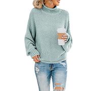 Saodimallsu Suéteres de gran tamaño con cuello alto para mujer, de manga larga, sueltos, de punto grueso, forro polar verde con licencia oficial de star wars silent one crew., Medium