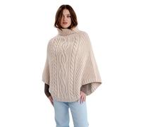 SAOL Chaqueta de punto para mujer de 100% lana merino con patrón trenzado, poncho irlandés Aran, Chirivía, Talla única