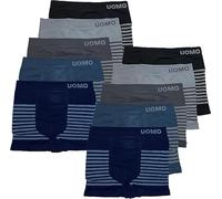 SaoTi 12 Bóxer Ajustados De Microfribra para Hombre Sin Costuras, Suaves y cómodos, Colorido Moderno (M-L, 12 Pack Boxer Liso/Rayas)