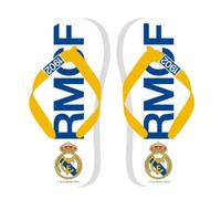 SaoTi Chanclas Madrid Fútbol - Sandalias de Dedo Diseño para Fans Equipo Merengue - Playa, Piscina o Casual (Blancas, Sistema tallas calzado EU, Adulto, Hombre, Números, mediano, 39, Real Madrid)