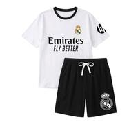 SaoTi Pijama Algodón Hombre Fútbol Madrid Camiseta y Pantalón Corto Verano - Pijama Corto Cómodo y Fresco Adulto y Niño 11 Tallas - Pijamas Verano Algodón Suave (FR/ES, Letras, M, Regular, Regular)
