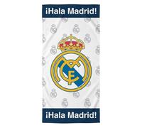 SaoTi Toalla Baño Grande Microfibra Secado Rápido - Toallas Playa Grandes Diseño Fútbol Equipo Merengue - Toallas Ducha Ligeras Absorbentes Deportivas Piscina Gimnasio (Blanco Escudos, 70x140 cm)