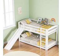 Sapgaks Cama Infantil,litera Triple anticaídas,Barrera Seguridad niños Cama,Cama Alta,Cuna para Niños y Adolescentes,con Tobogán,Massivholzrahmen einfache Montage,90x200cm