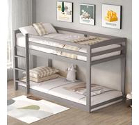 Sapgaks Cama Infantil,litera Triple anticaídas,Barrera Seguridad niños Cama,Cama Alta,Cuna para Niños y Adolescentes,Rahmen aus massiver Pin,Einfach zu montieren,90x200cm,Gris