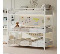 Sapgaks Litera infantil de 90 x 190, cama entrepiso de 3 plazas, litera de 3 plazas, cama infantil con barrera, viene con una escalera integrada, guardia y una base antideslizante. (90 x 190 cm)