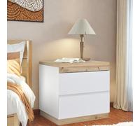 Sapgaks Mesita de noche universal en blanco, moderna mesita de noche con 2 cajones, cómoda de noche, función de almacenamiento, para dormitorio, cama, tablero de aglomerado E1 (55 x 40 x 55 cm, blanco