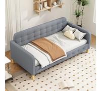 Sapgaks Sofa Cama de 90x200 cm,Sillon Cama Barato,Sofa Cama 2 plazas Oferta,sofá Cama,diván,decoración de uñas con Botones,Simple y Elegante,Gris(Sin colchón)