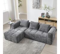 Sapgaks Sofá convertible de 1 a 3 plazas, sofá modular, sofá esquinero con bolsillos laterales, chenilla, con chaise longue y reposabrazos, cojín incluido (gris + chenilla + 3 asientos)