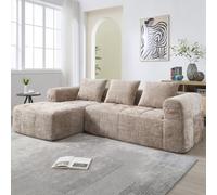 Sapgaks Sofá convertible de 1 a 3 plazas, sofá modular, sofá esquinero con bolsillos laterales, chenilla, con chaise longue y reposabrazos, cojín incluido (caqui + chenilla + 3 asientos)