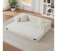 Sapgaks Sofá Convertible, Sofá cama, Sofá 2 plazas sin marco, Sofá Plegable de Compresión, Diseño Cuadrado Clásico, No requiere ensamblaje (blanco)