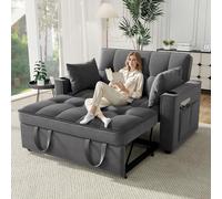 Sapgaks - Sofá de 2 plazas con portabebidas y cojín, sofá cama plegable con función de dormir, convertible de 2 plazas, ángulo de inclinación ajustable