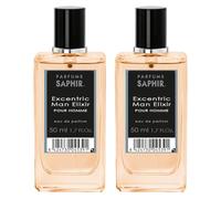 Saphir Excentric Man Elixir - Eau de Parfum para Hombre 50 ml - Pack de 2 Unidades (100 ml) - Perfume de Larga Duración con Vaporizador, Ideal para Regalo
