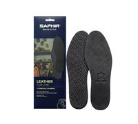 Saphir Plantillas de Cuero Negro con Carbón Activo - Piel de Cabra Premium y Látex Amortiguador | Confort, Absorción de Impactos y Control de Humedad | Transpirables y Antiodor | Talla 46