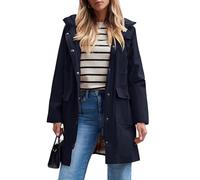 SaphiRose PONCHO Chaqueta de Lluvia Largo para Mujer Encapuchado Chubasquero Impermeable Al Aire Libre-Azul Marino-L