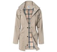 SaphiRose PONCHO Chaqueta de Lluvia Largo para Mujer Encapuchado Chubasquero Impermeable Al Aire Libre Caqui L