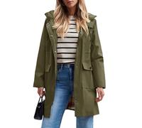 SaphiRose PONCHO Chaqueta de Lluvia Largo para Mujer Encapuchado Chubasquero Impermeable Al Aire Libre-Verde-XXL