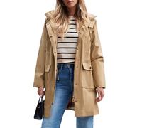 SaphiRose PONCHO Chaqueta de Lluvia Largo para Mujer Encapuchado Chubasquero Impermeable Al Aire Libre-Caqui-M