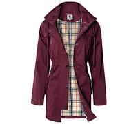 SaphiRose PONCHO Chaqueta de Lluvia Largo para Mujer Encapuchado Chubasquero Impermeable Al Aire Libre Rojo Vino XXL