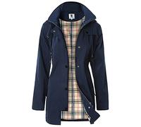 SaphiRose PONCHO Chaqueta de Lluvia Largo para Mujer Encapuchado Chubasquero Impermeable Al Aire Libre Azul M