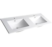 Sapho Slim lavabo 121.5x46 cm rectangular para mueble-doble blanco brillante 1601-120