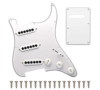 SAPHUE Golpeador ST precableado SSS 3 pastillas de bobina única ajustables con tornillos grandes cargados para guitarra eléctrica Fender Strandard Straocaster (blanco)