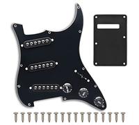 SAPHUE Golpeador ST precableado SSS 3 pastillas de bobina única ajustables con tornillos grandes cargados para guitarra eléctrica Fender Strandard Straocaster (negro)