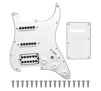 SAPHUE SSH-Coil - Golpeador para guitarra eléctrica estilo ST con interruptor de división de bobina de encendido/encendido, placa de arañazos precableada (blanco)