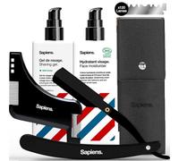 Sapiens Barbershop Navaja de Afeitar Hombre - Cuchilla de Afeitar para Barba con 20 Hojas de Afeitar Simples Derby y Funda Protectora - Navaja de Barbero (Kit de Afeitado)