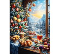 Sapin de Noël Avec un festin Rompecabezas 300 Piezas Cartón para Expertos Mitos Cuento de Hadas Mejora Atención para Semana Santa Garantía Satisfacción Más Vendido 300 PCS