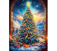 Sapin de Noël Dans la Nuit étoilée Rompecabezas 1000 Piezas Cartón para Toda La Familia Animal Planta Tiempo Libre Entretenimiento Sin Pantalla 1000 PCS