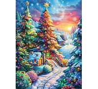Sapin de Noël Dans le Jardin enneigé Puzzle 1000 Piezas Cartón Resistente para Coleccionistas Mitos fantásticos Entretenimiento Toda La Familia Mejora Memoria Pack Completo para Navidad 1000 PCS