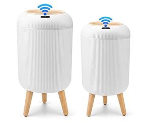 sapisecret Juego de 2 Papeleras Automáticas 10 L + 12 L con Sensor, Blancas
