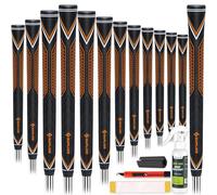 SAPLIZE Paquete de 13 empuñaduras de golf de alto rendimiento, goma duradera de alta calidad, tracción mejorada y absorción de impactos, serie CC10, jumbo, naranja, 13 empuñaduras con kit de