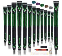 SAPLIZE Puños de golf de goma de alto rendimiento, alta absorción de golpes, antideslizantes, 13 empuñaduras con todos los kits, de gran tamaño, verde, empuñaduras CC10 para palos de golf