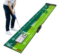 SAPLIZE Tapete de práctica de golf de dos velocidades con espejo de alineación de putting, 20 pulgadas x 10 pies, tapete de ayuda de entrenamiento de putting, respaldo antideslizante, color verde para