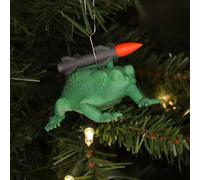 Sapo cohete de resina, moderna escultura animal caprichosa de rana cohete para espacios con estilo