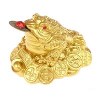Sapo dorado de resina intrincada, acento único para el hogar que simboliza la riqueza y la buena suerte (amarillo)