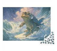 Sapo Montando una Ola oceánica Rompecabezas 3D 38x26cm/1000pcs, - Juego Antistrés Creativo, Educativo Y Decoración Hogareña, Regalo para Todos